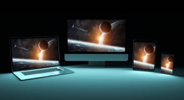 Modern dijital gümüş teknik cihaz 3d render