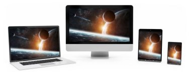 Modern dijital gümüş teknik cihaz 3d render