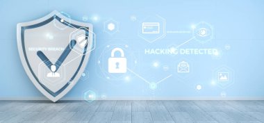 Evde 3d render aktif kalkan koruma arayüzü