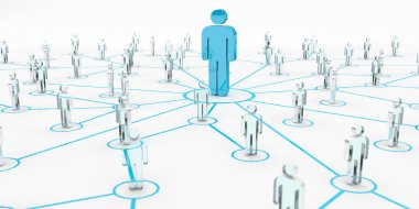 Bir grup insan 3d render birbirine bağlayan lideri