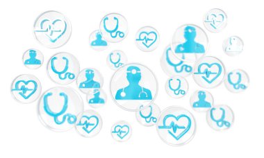 Modern tıbbi arayüz simgeleri 3d render ile