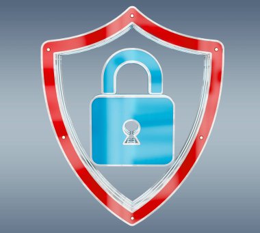 Modern dijital veri virüsten koruma 3d render kalkan