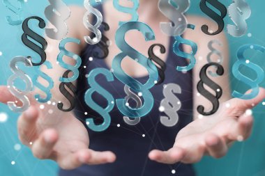 Hukuk paragraf simgesi 3B oluşturmayı kullanarak iş kadını