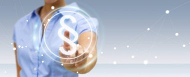 Yasalara koruma sağ 3d rendering kullanarak iş kadını