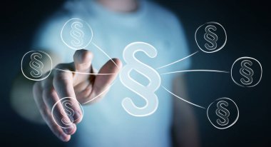 Hukuk koruma sağ sembol dokunmadan işadamı