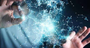 Uçan ağ bağlantısı 3d render tutan işadamı