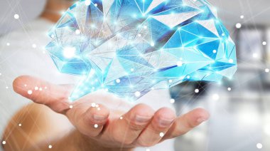 Onun el 3d ren dijital röntgen insan beyninde tutan işadamı