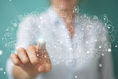 Holding ve dokunaklı el yazması proje presentati işkadını