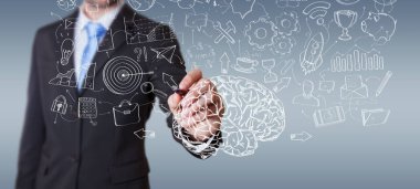 El yazması proje sunumu kalemle çizim işadamı