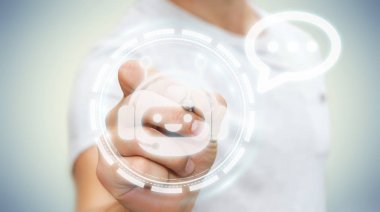 Sohbet etmek ile uygulama 3d render chat yapan işadamı