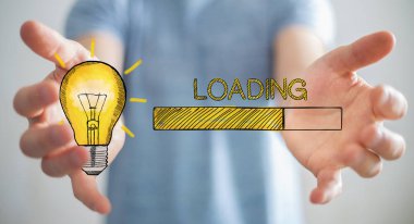 Holding ve yükleme kroki dokunmadan işadamı