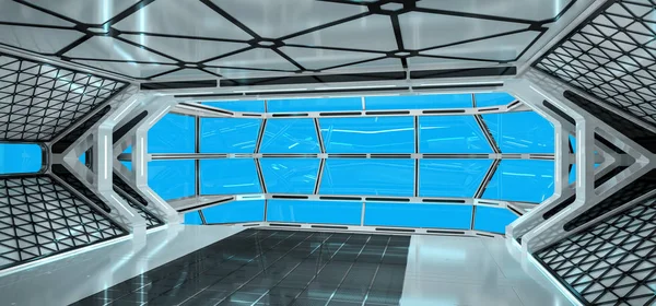 Kosmická loď ve světlém interiéru 3d vykreslování — Stock fotografie