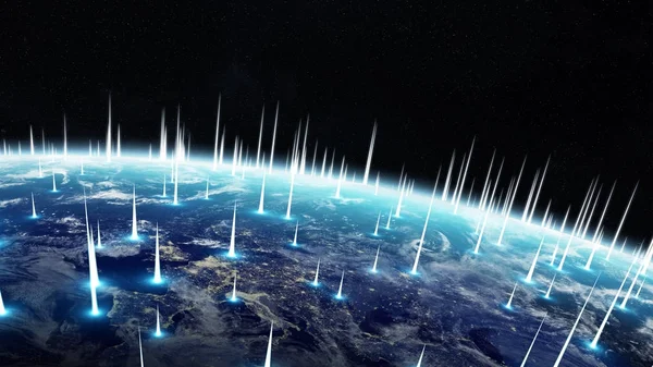 Intercambios globales de redes y datos sobre el planeta Tierra 3D rend — Foto de Stock