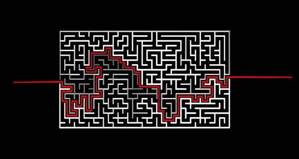 Hand-drawn maze with solution sketch — Stock Photo, Image