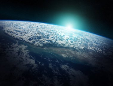 Planet Earth görünümü 3d işleme öğeleri bir şekilde döşenmiş bu görüntünün 
