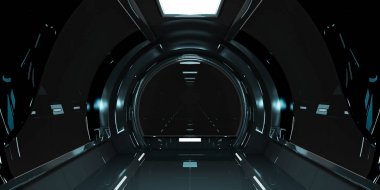 Uzay gemisi karanlık iç 3d render