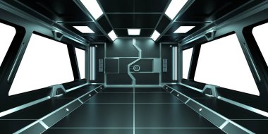 Uzay gemisi karanlık iç 3d render