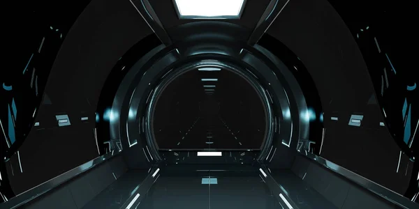 Nave espacial oscuro interior 3D renderizado — Foto de Stock