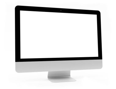 Beyaz arka plan 3d render modern bilgisayar ekranında