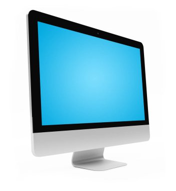 Beyaz arka plan 3d render modern bilgisayar ekranında