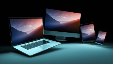 Modern dijital gümüş teknik cihaz 3d render