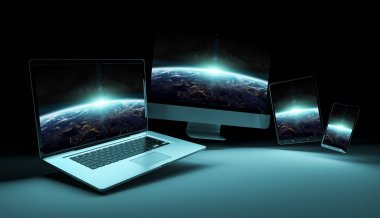 Modern dijital gümüş teknik cihaz 3d render