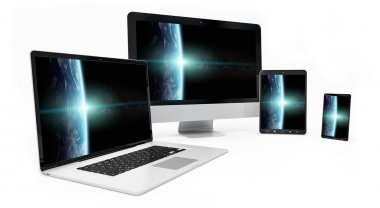 Modern dijital gümüş teknik cihaz 3d render