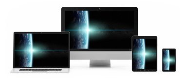 Modern dijital gümüş teknik cihaz 3d render