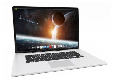 Modern gümüş dizüstü 3d render