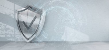 Kalkan kutsal kişilerin resmi iç bağlantıları 3d render ile