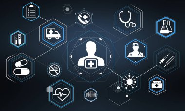 Modern tıbbi arayüz simgeleri 3d render ile