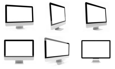 Modern dijital gümüş bilgisayar koleksiyonu 3d render