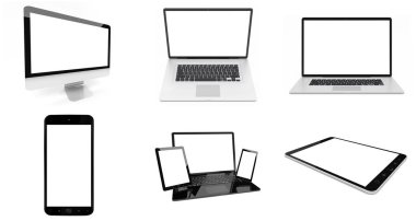 Modern dijital gümüş teknik aygıtı paketi 3d render