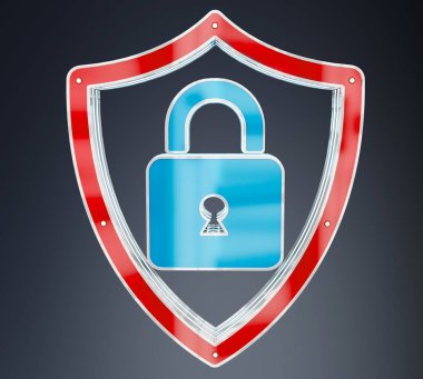 Modern dijital veri virüsten koruma 3d render kalkan