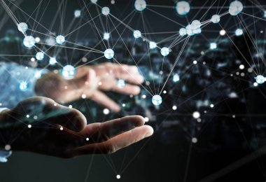 Uçan ağ topları bağlantı 3B oluşturmayı kullanarak Businesman