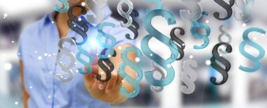 Hukuk paragraf simgesi 3B oluşturmayı kullanarak iş kadını