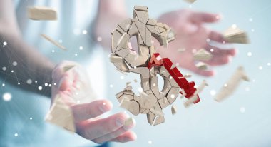 Dolar Döviz Alım 3d render patlayan ile iş adamı