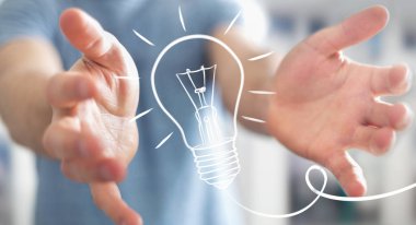 Bir kroki ampul tutan işadamı