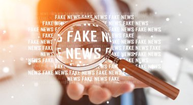 İşadamı sahte haber bilgi 3d render keşfetmek