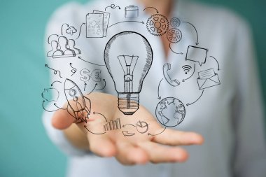 Çok dokunaklı ve kroki ampul tutan bir işkadını