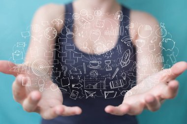 Holding ve dokunaklı el yazması proje presentati işkadını