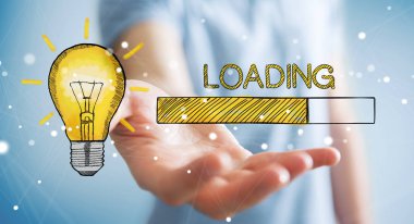 Holding ve yükleme kroki dokunmadan işadamı