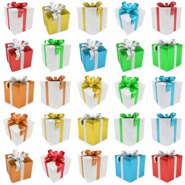 Renkli Noel hediye paketi 3d render izole