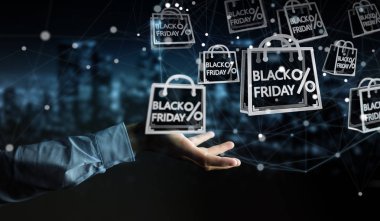 Siyah Cuma satış 3d render zevk iş adamı