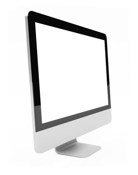 Современный экран компьютера на белом фоне 3D рендеринг
