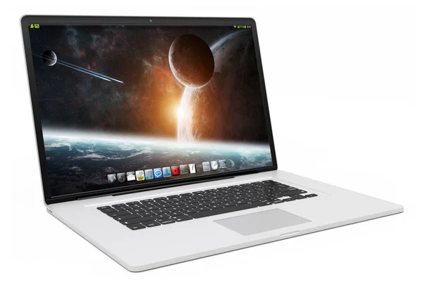 Nowoczesny srebrny laptop 3d renderowania — Zdjęcie stockowe