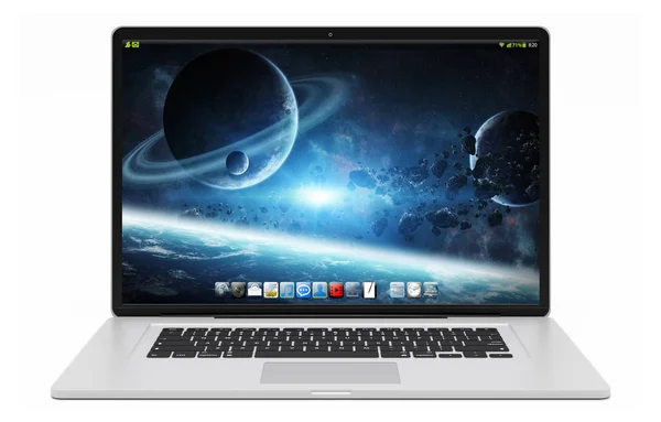 Modern ezüst laptop 3d-leképezés — Stock Fotó