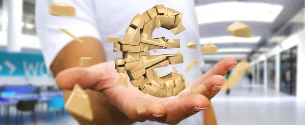 Zakenman met exploderende euro's 3D-rendering — Stockfoto