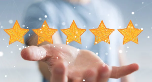 Zakenman rating met de hand getekende sterren — Stockfoto