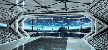 Uzay gemisi iç dünya üzerindeki manzaralı t 3d işleme öğeleri